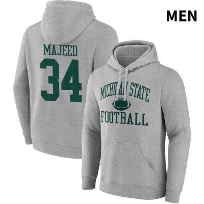 Men's Michigan State Spartans NCAA #34 Khalil Majeed Gray NIL 2022 Fanatics Branded Gameday Tradition Pullover Football Hoodie WX32O47PM